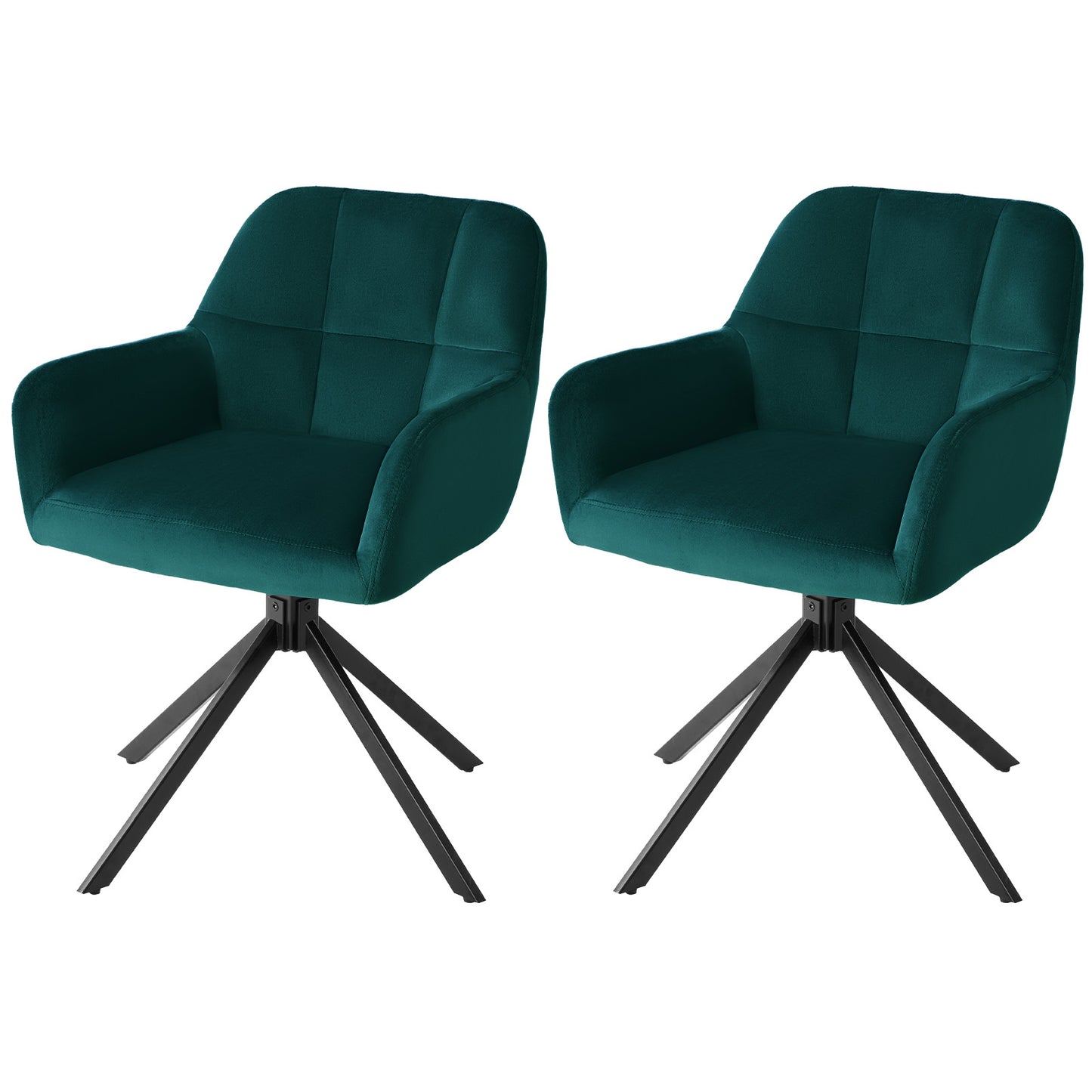 Sweetcrispy 360° drehbarer Samt-Küchenstuhl mit Armlehnen für das Esszimmer