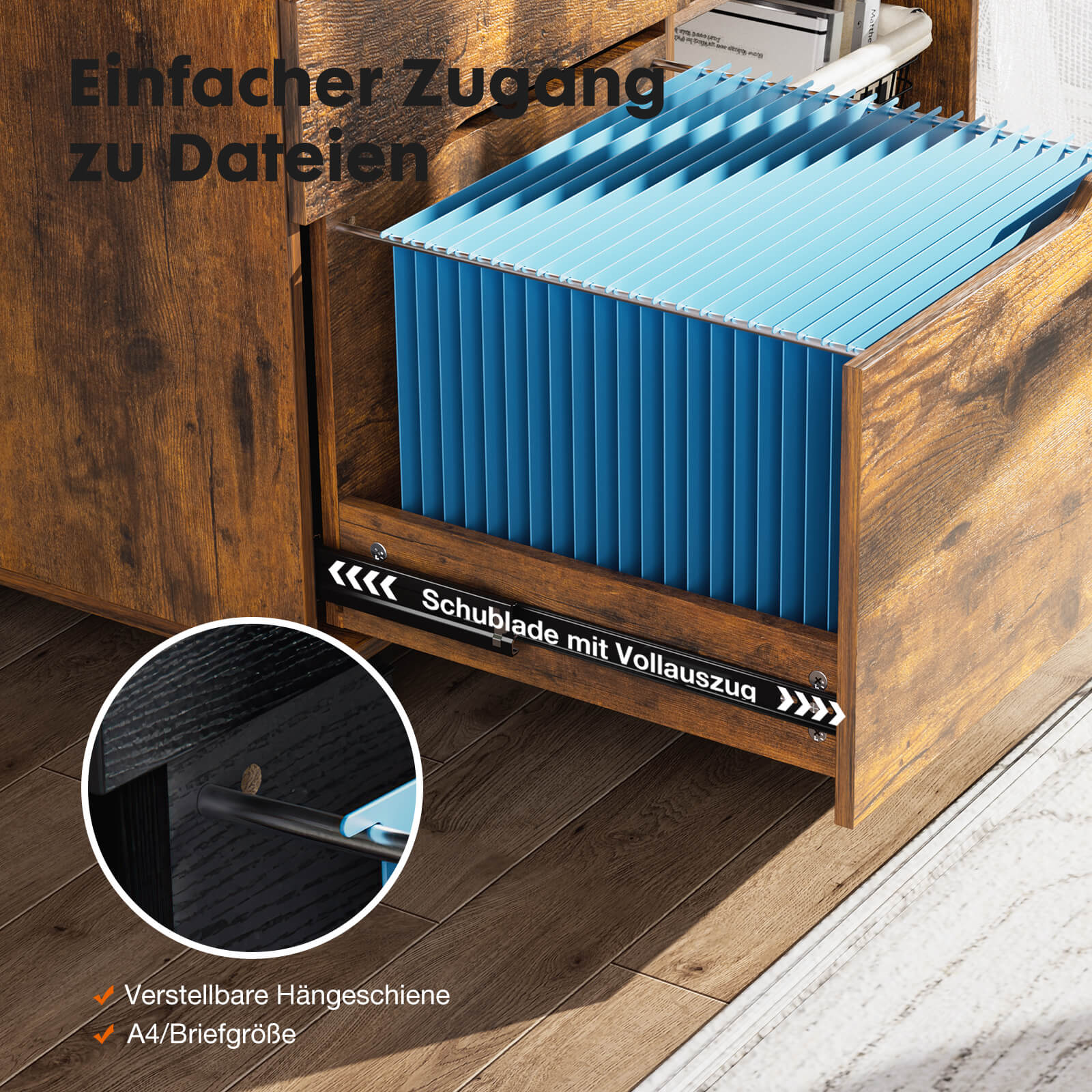 3 Schubladen Mobile Rolling Lateral File Cabinet für Home Office und Kinderzimmer
