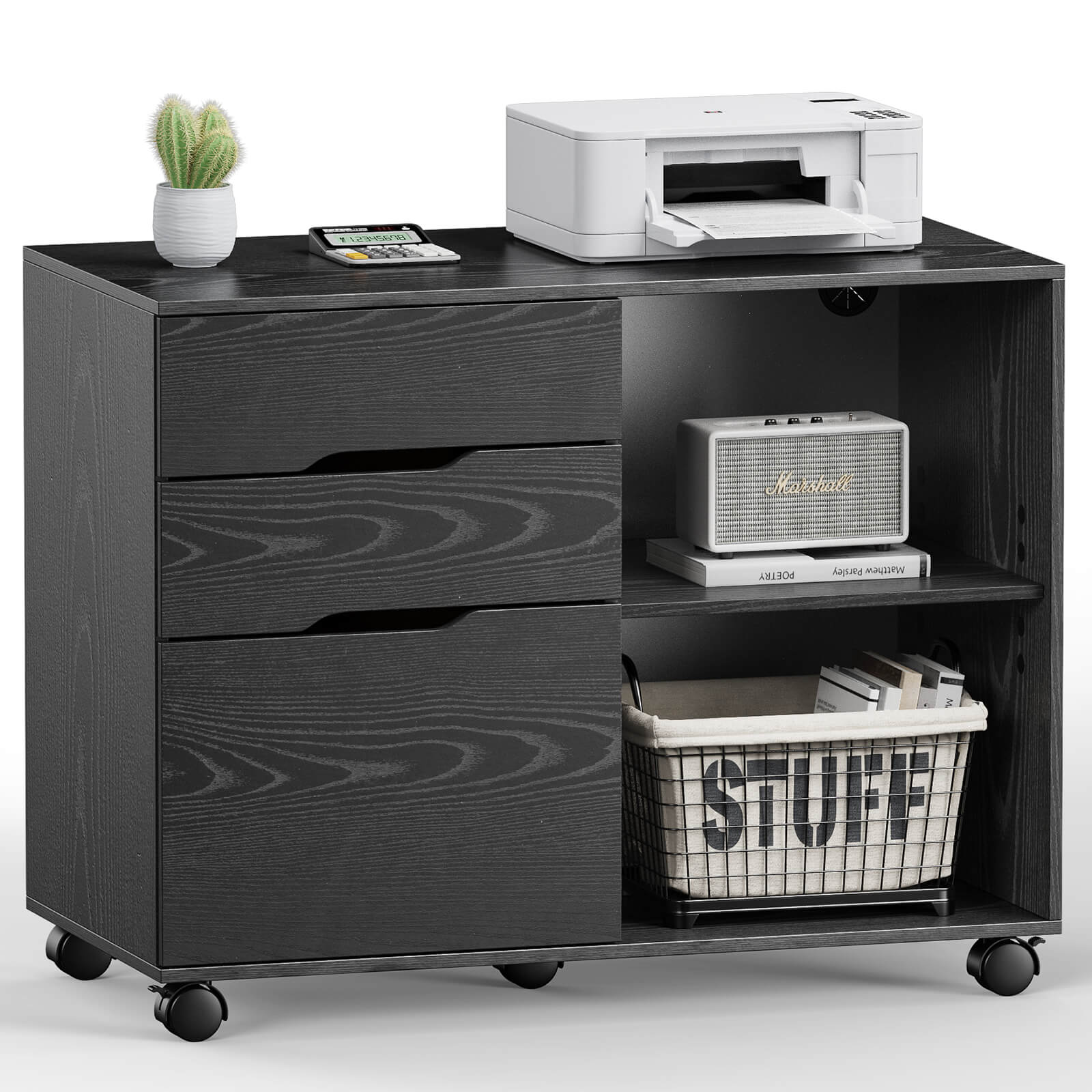 3 Schubladen Mobile Rolling Lateral File Cabinet für Home Office und Kinderzimmer