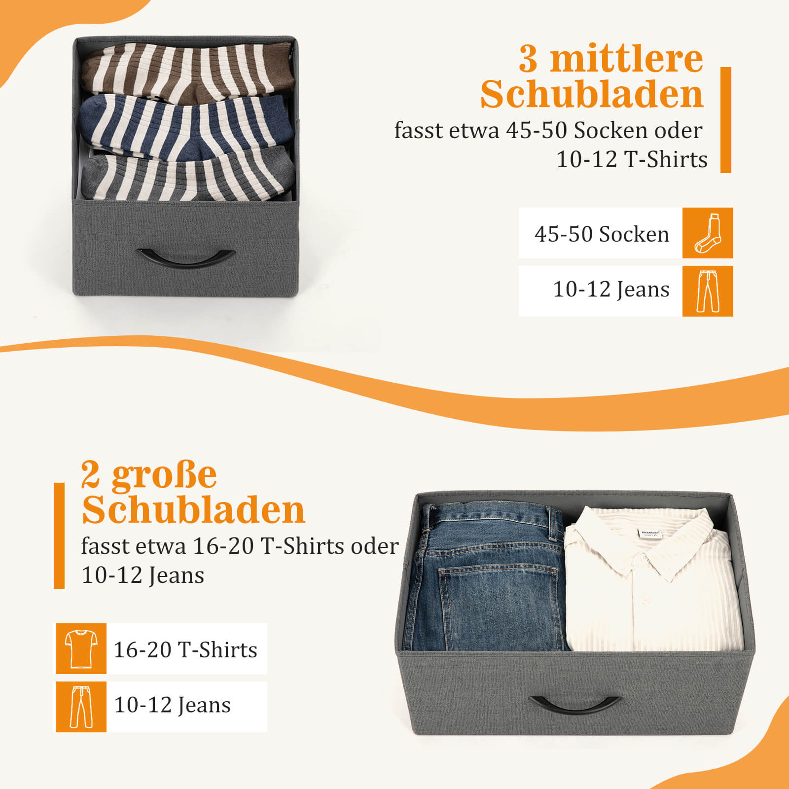 38 in 5 Schubladen Kommode Schubladen, Metallrahmen und Holzplatte