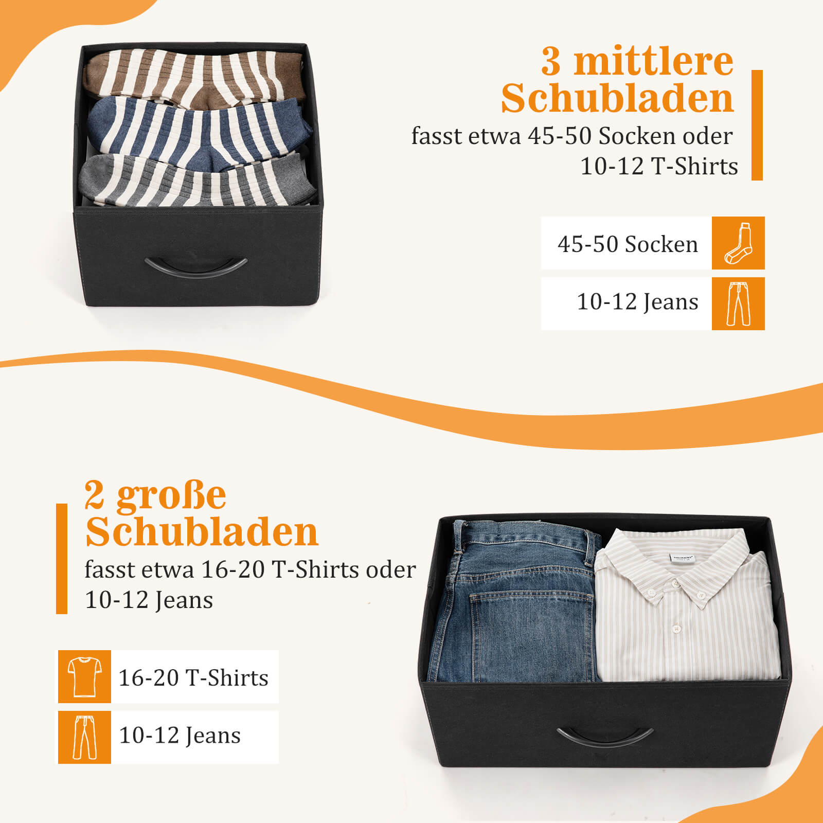 38 in 5 Schubladen Kommode Schubladen, Metallrahmen und Holzplatte