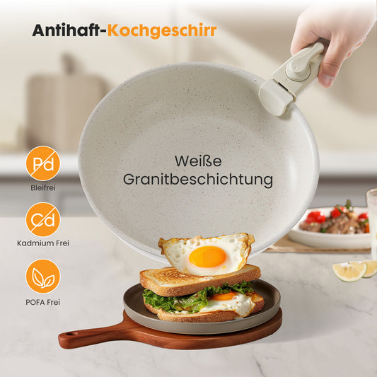 Sweetcrispy Antihaft-Kochgeschirrset mit Pfannenwender und abnehmbarem Griff(Set, 12-tlg)