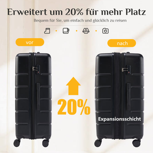 Sweetcrispy Hartschalen-Kofferset 3tlg. (20/24/28 Zoll )mit Schloss, stabiles ABS für Reisen