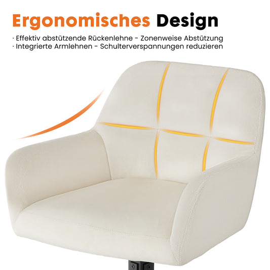 Sweetcrispy 360° drehbarer Samt-Küchenstuhl mit Armlehnen für das Esszimmer