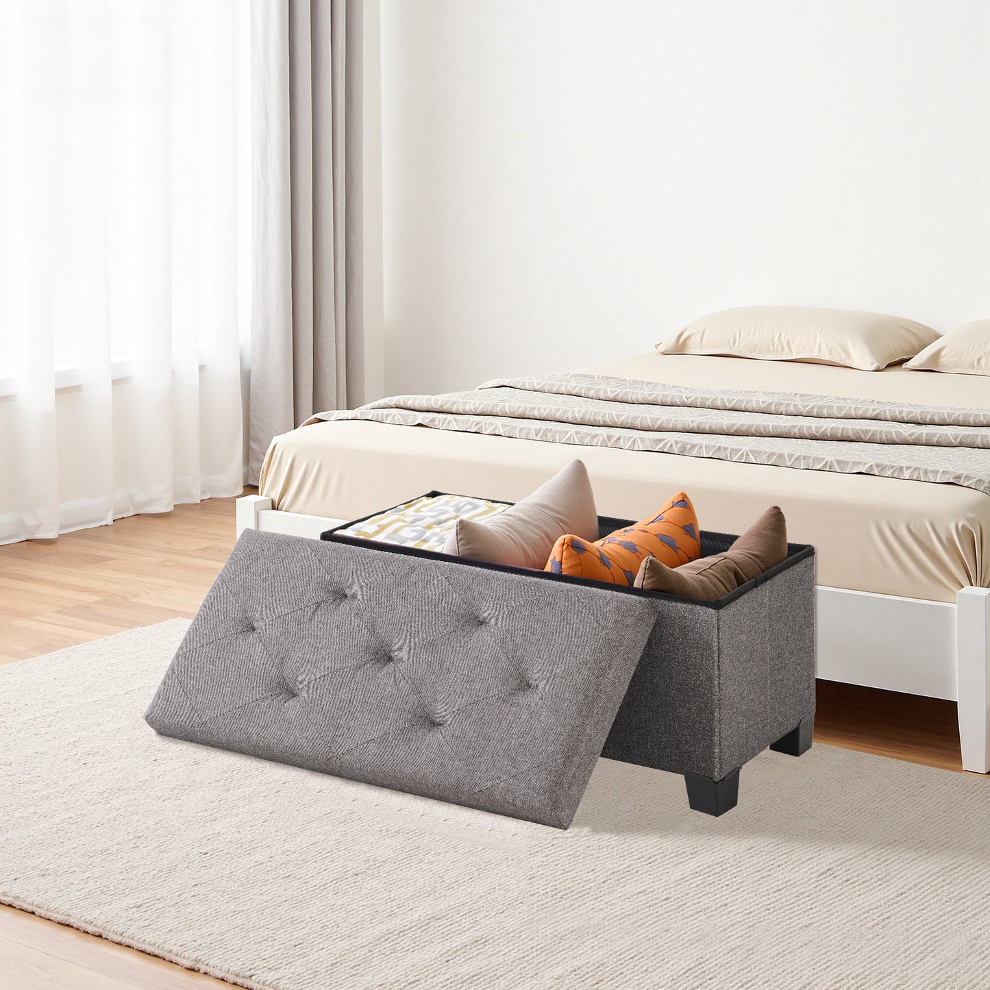 Sweetcrispy Sitzbank mit 110 Liter Stauraum und abnehmbarer Trennwand