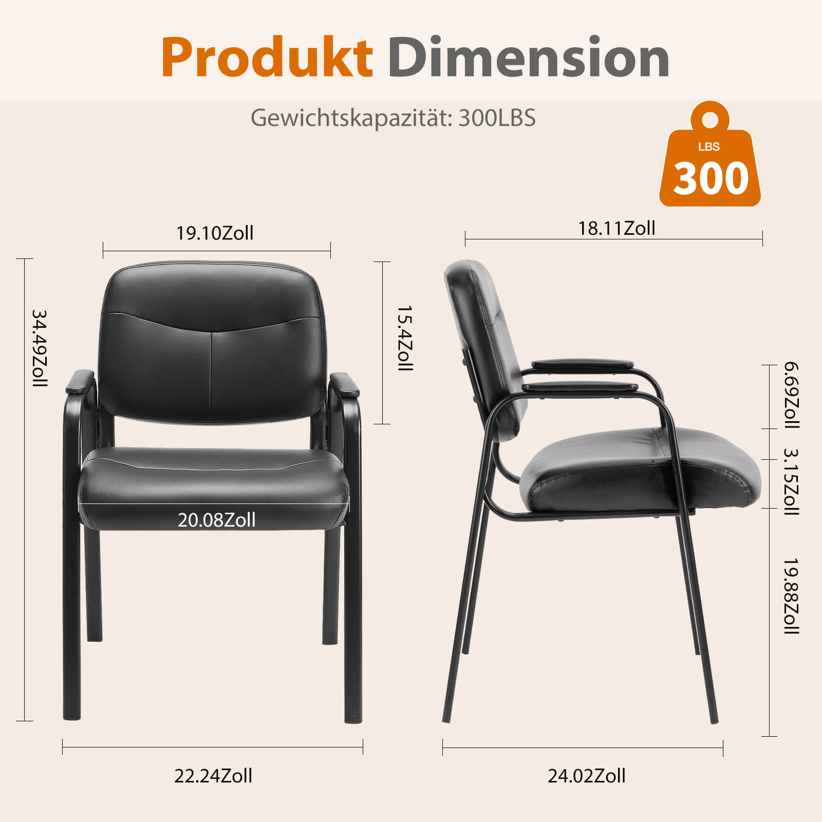 Konferenzraumstühle aus Leder mit gepolsterten Armlehnen,Empfangsstühle,Büro-Gästestühle