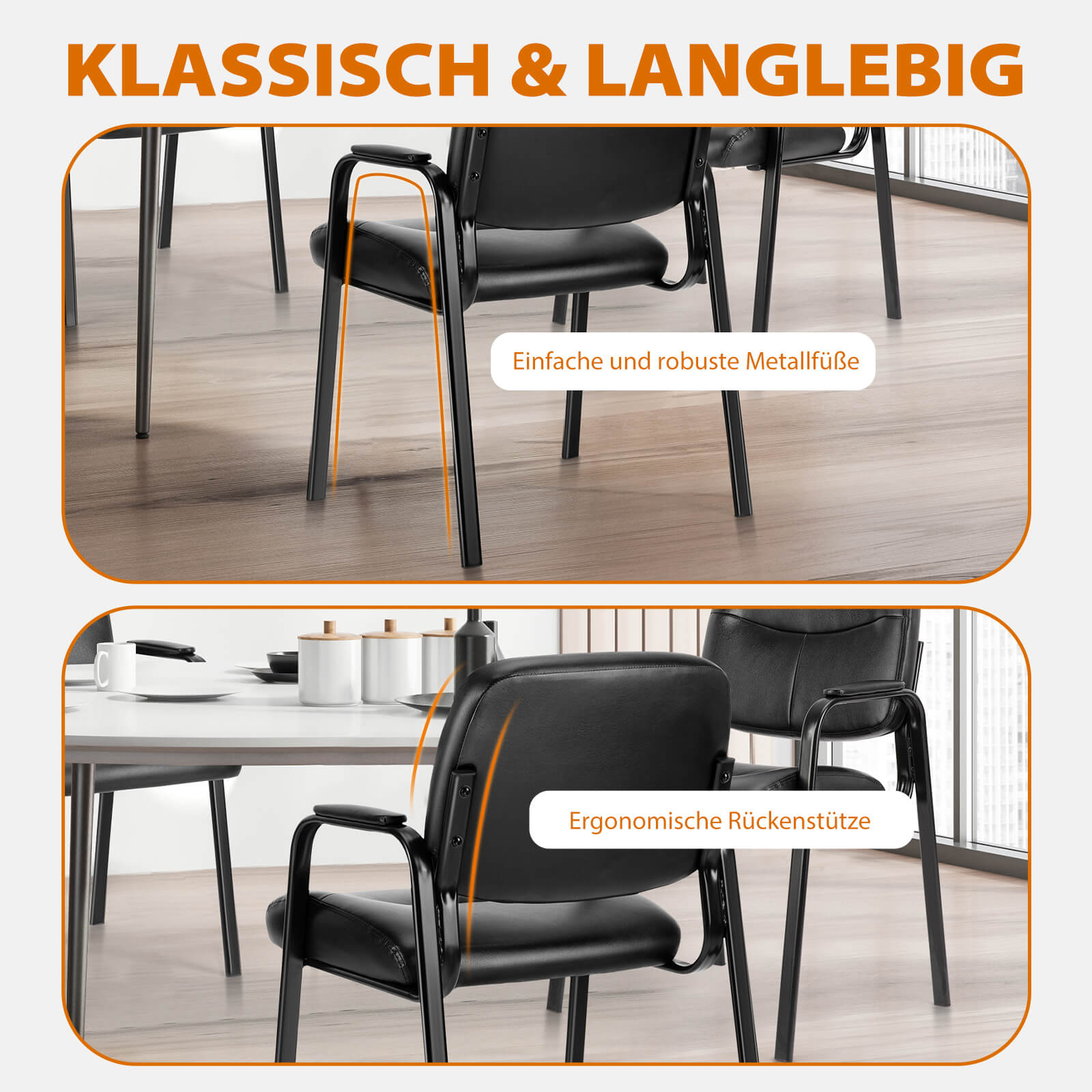 Konferenzraumstühle aus Leder mit gepolsterten Armlehnen,Empfangsstühle,Büro-Gästestühle