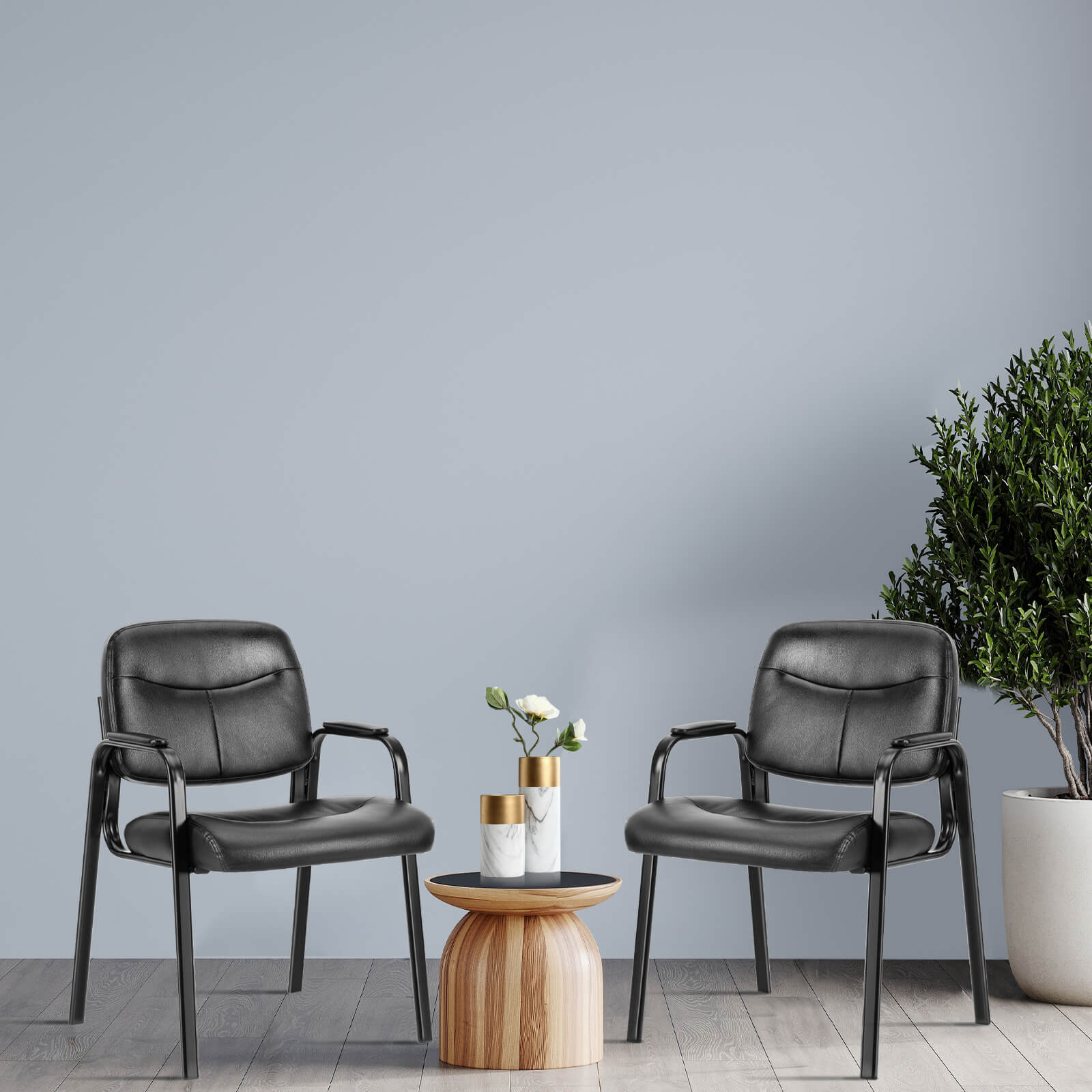 Konferenzraumstühle aus Leder mit gepolsterten Armlehnen,Empfangsstühle,Büro-Gästestühle