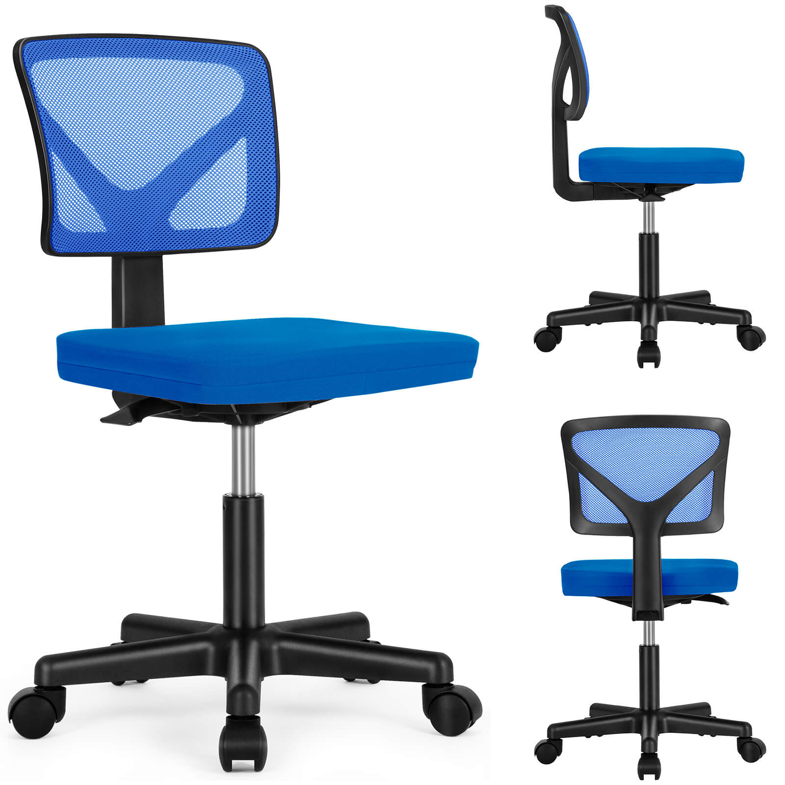 Low-Back Mesh Armless Office Chair,Swivel Rolling Computer Stuhl keine Arme mit Lendenwirbelstütze