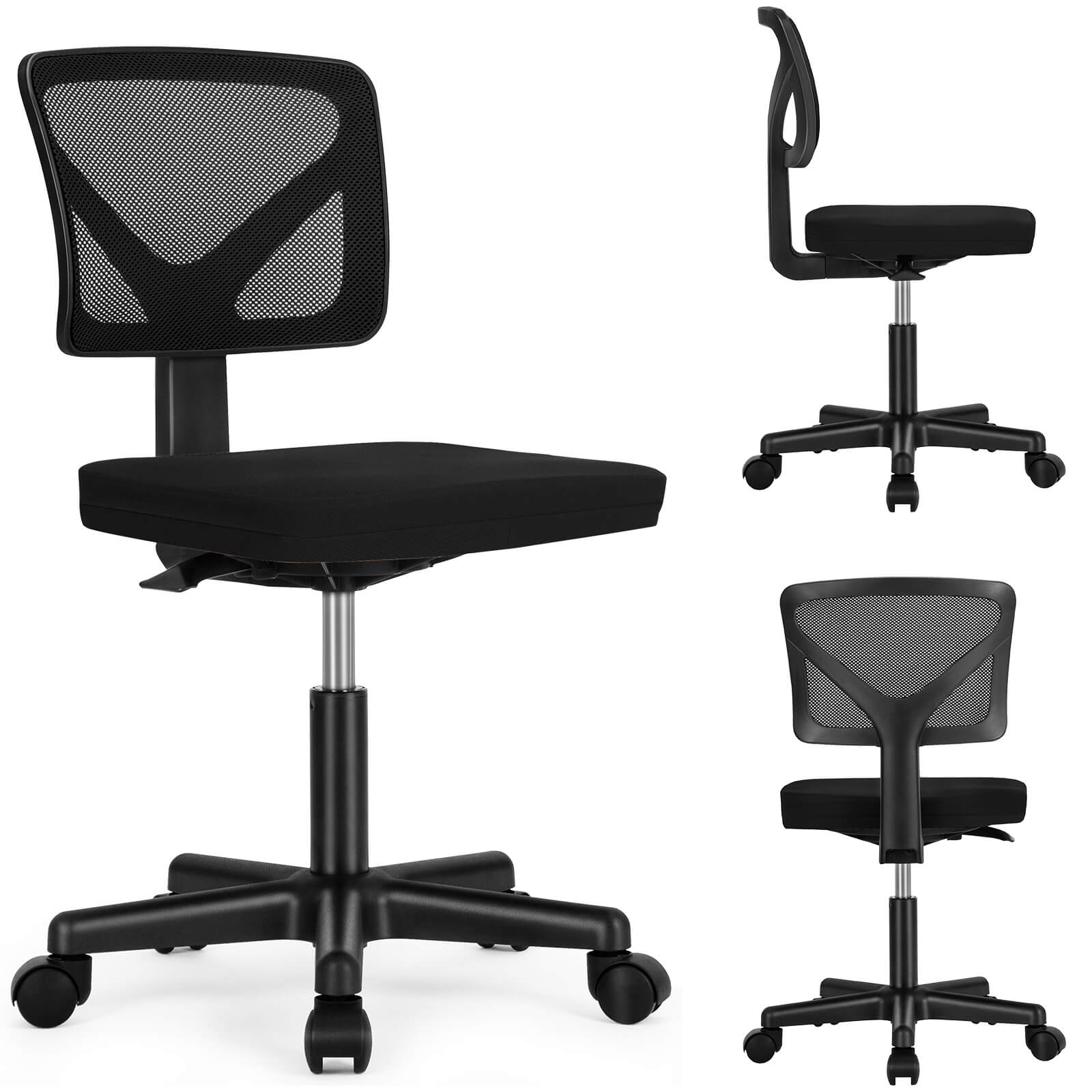Low-Back Mesh Armless Office Chair,Swivel Rolling Computer Stuhl keine Arme mit Lendenwirbelstütze