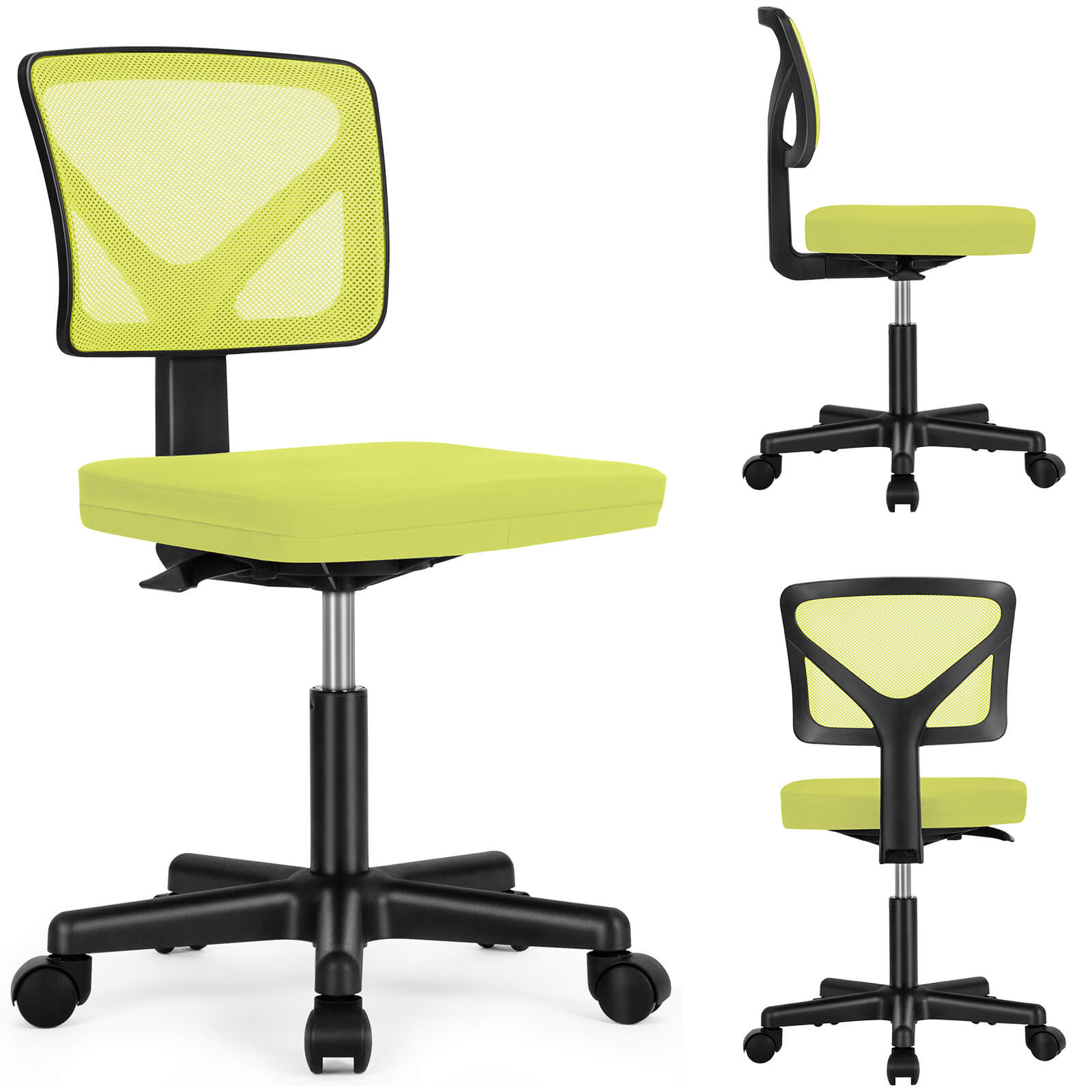 Low-Back Mesh Armless Office Chair,Swivel Rolling Computer Stuhl keine Arme mit Lendenwirbelstütze