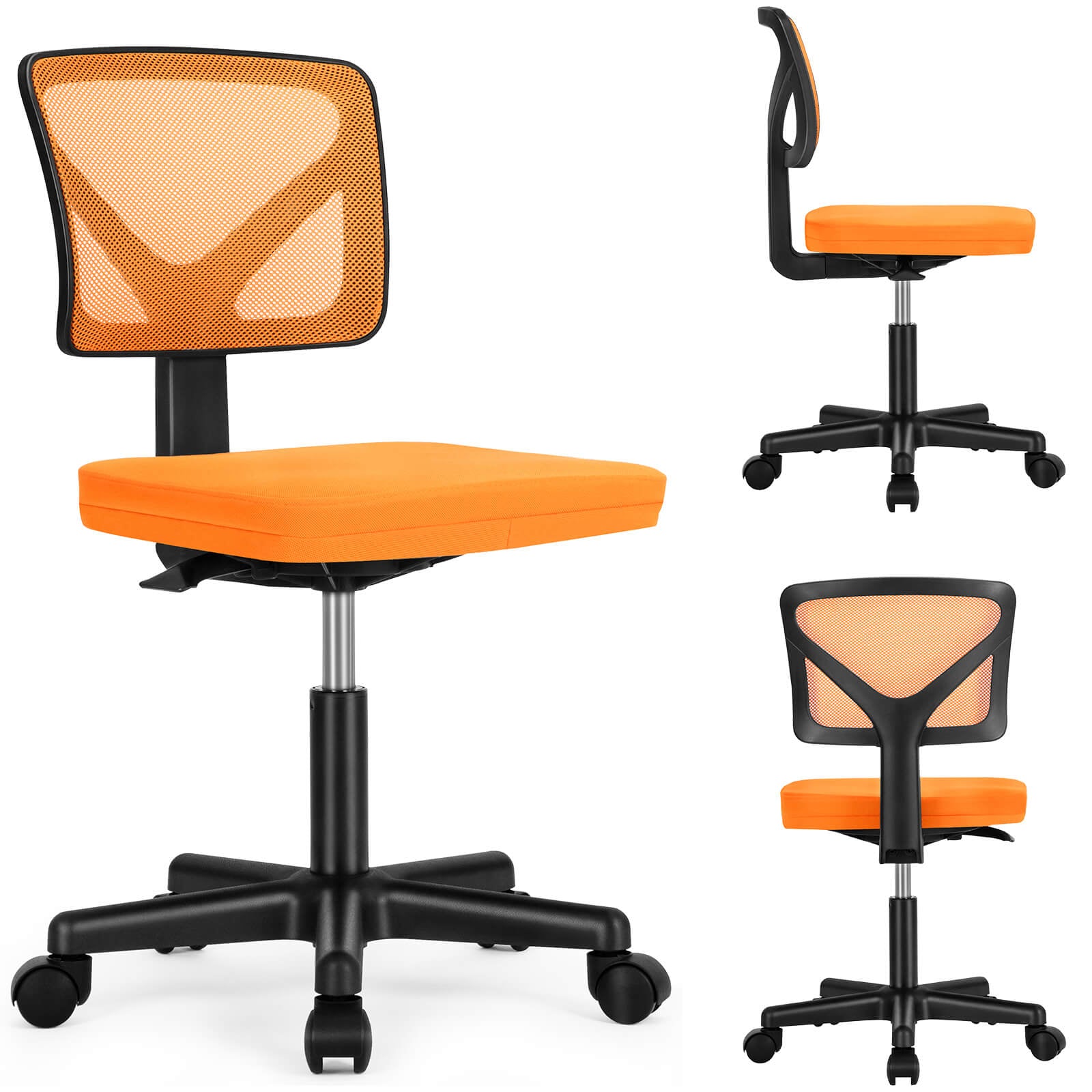 Low-Back Mesh Armless Office Chair,Swivel Rolling Computer Stuhl keine Arme mit Lendenwirbelstütze