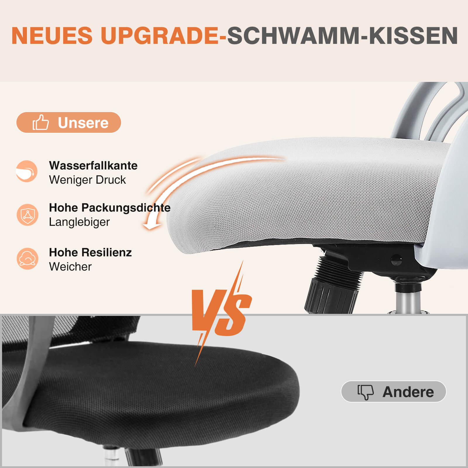 Ergonomische Home Mesh Office Schreibtischstühle mit Flip up Armlehnen, Lendenwirbelstütze