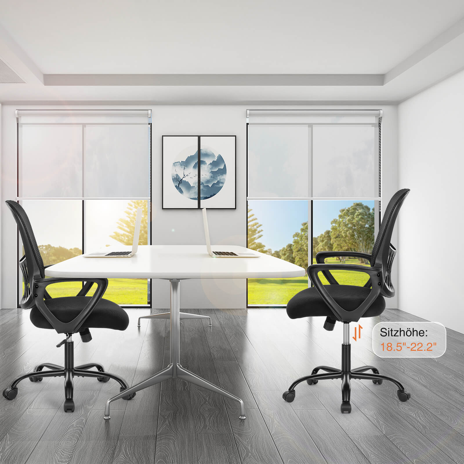 Ergonomische Home Mesh Office Schreibtischstühle mit Flip up Armlehnen, Lendenwirbelstütze