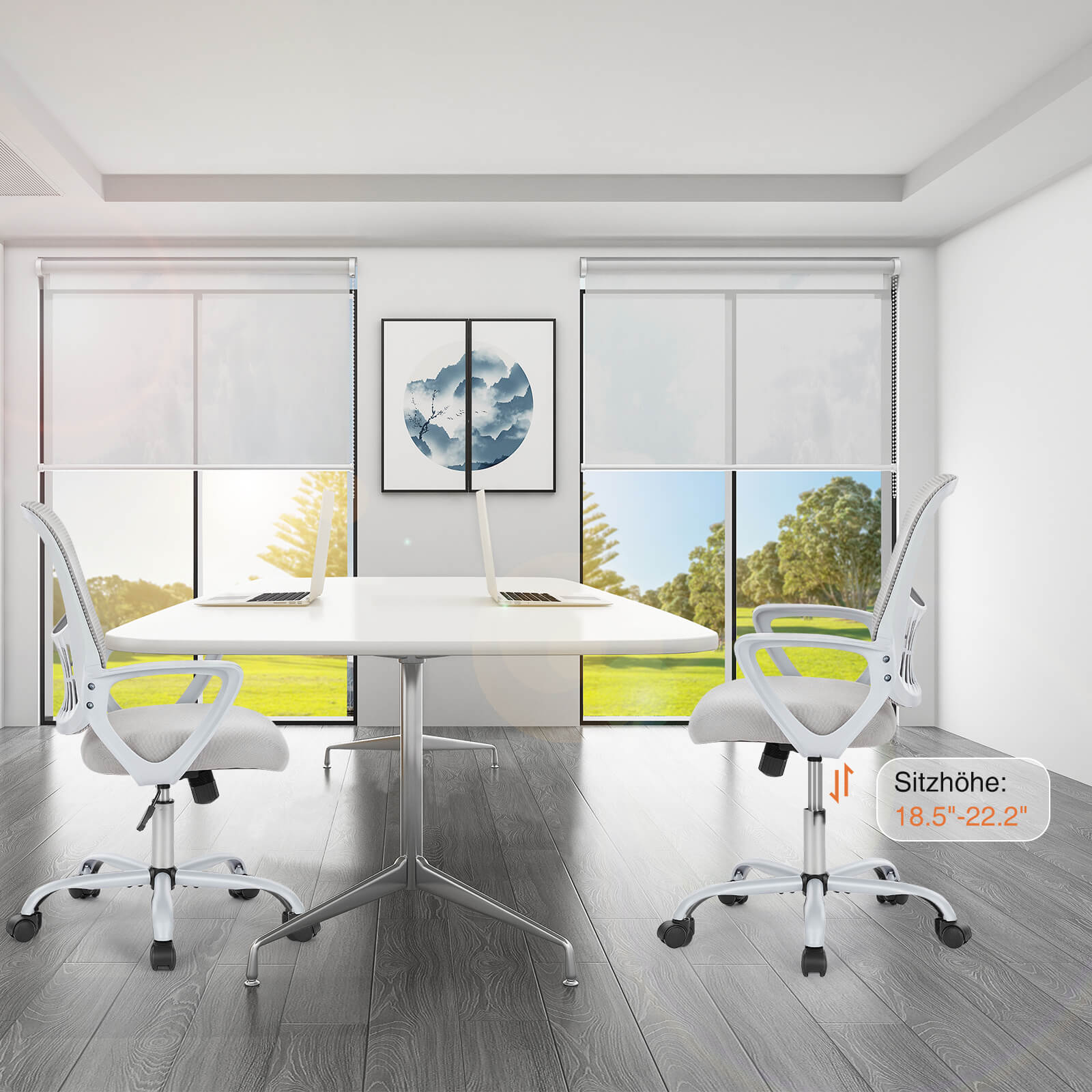 Ergonomische Home Mesh Office Schreibtischstühle mit Flip up Armlehnen, Lendenwirbelstütze