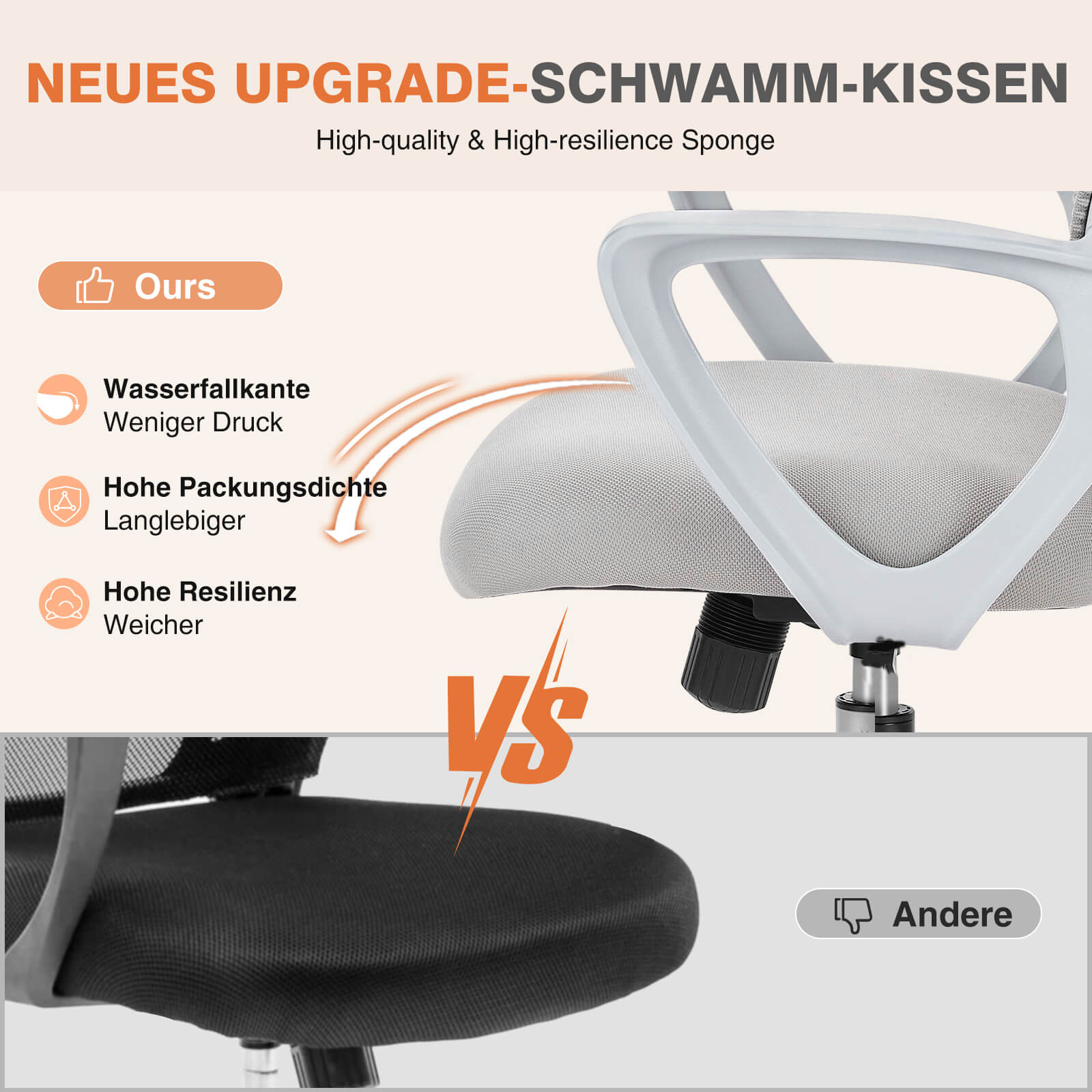 Ergonomische Home Mesh Office Schreibtischstühle mit Flip up Armlehnen, Lendenwirbelstütze