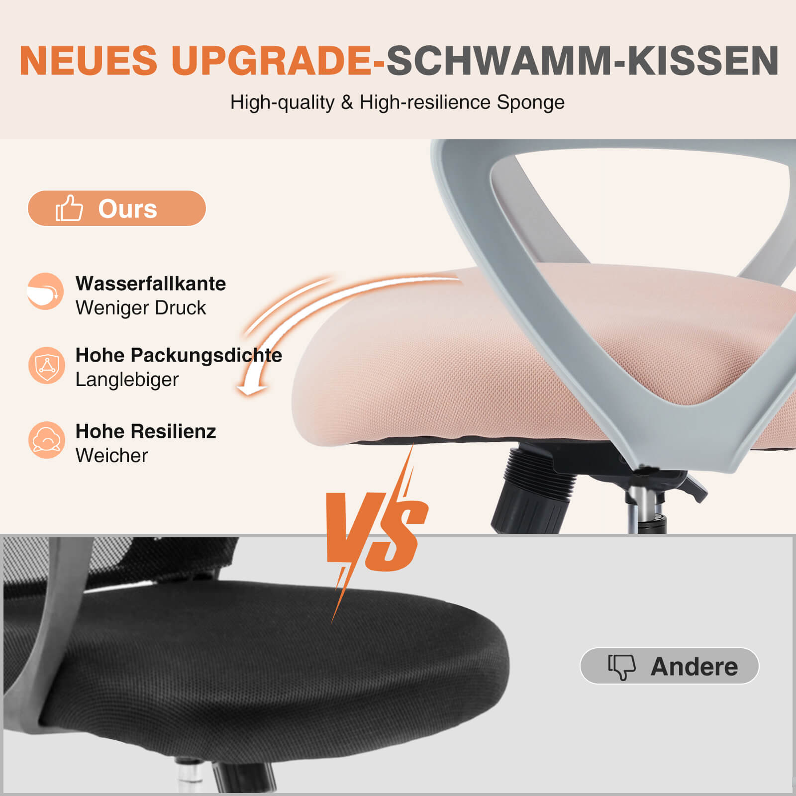 Ergonomische Home Mesh Office Schreibtischstühle mit Flip up Armlehnen, Lendenwirbelstütze
