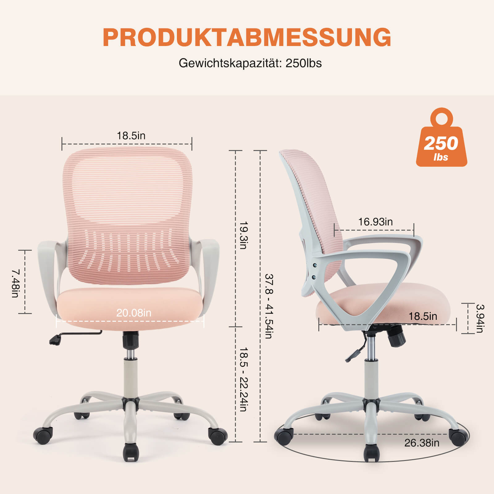 Ergonomische Home Mesh Office Schreibtischstühle mit Flip up Armlehnen, Lendenwirbelstütze