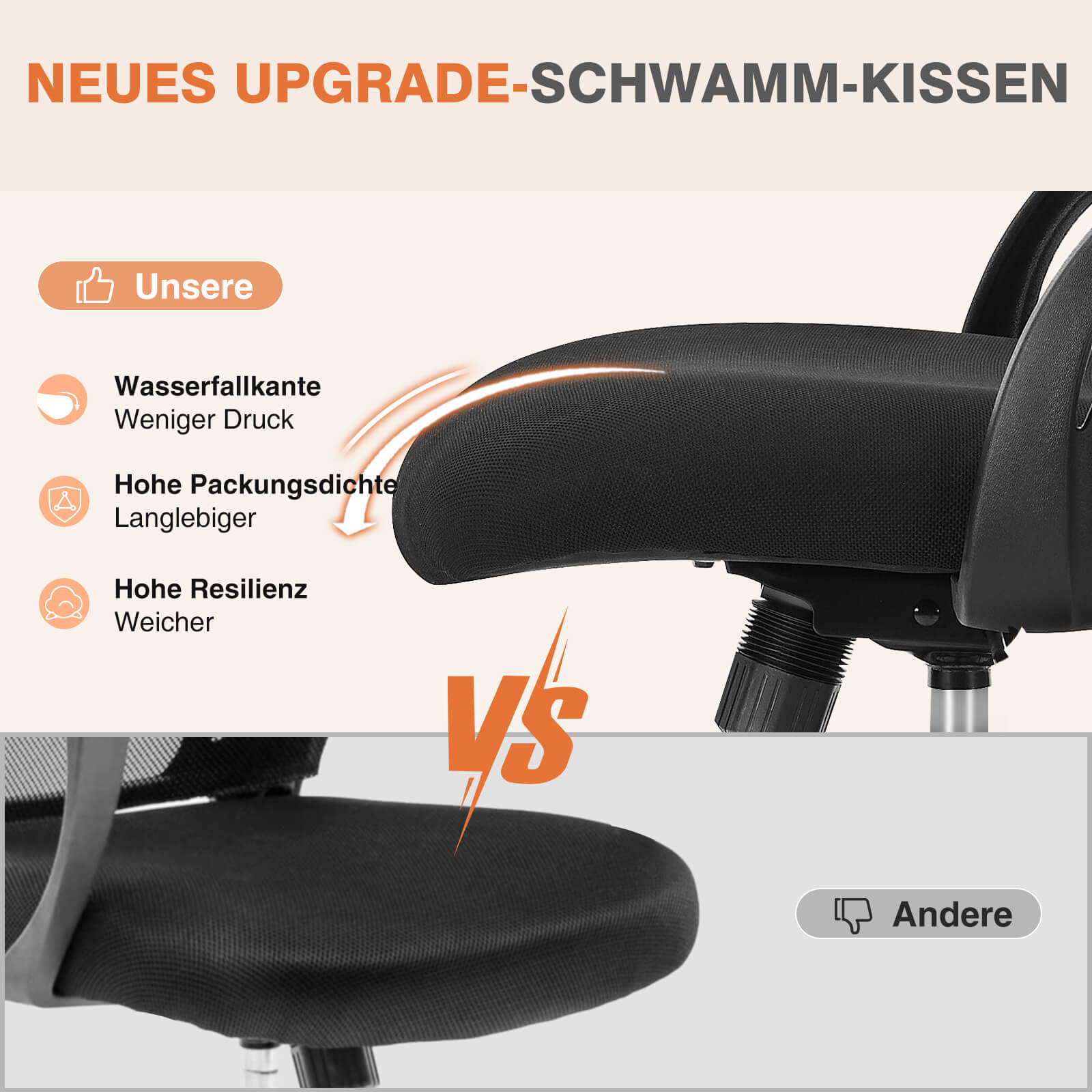 Ergonomische Home Mesh Office Schreibtischstühle mit Flip up Armlehnen, Lendenwirbelstütze