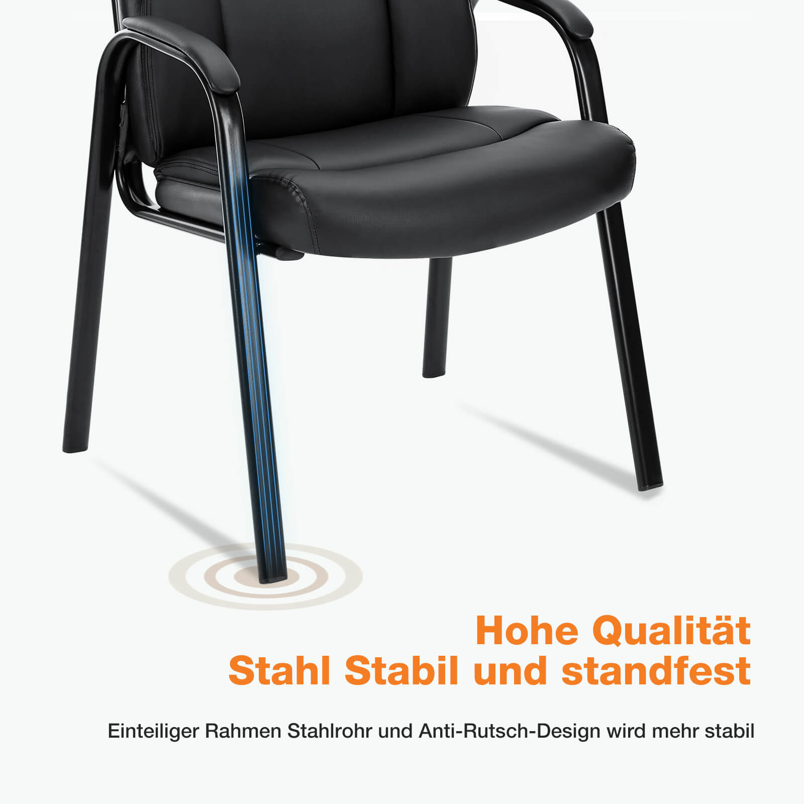 PU Leder Konferenzraum Empfangsstühle mit gepolsterten Armen, keine Räder Executive Office Chair