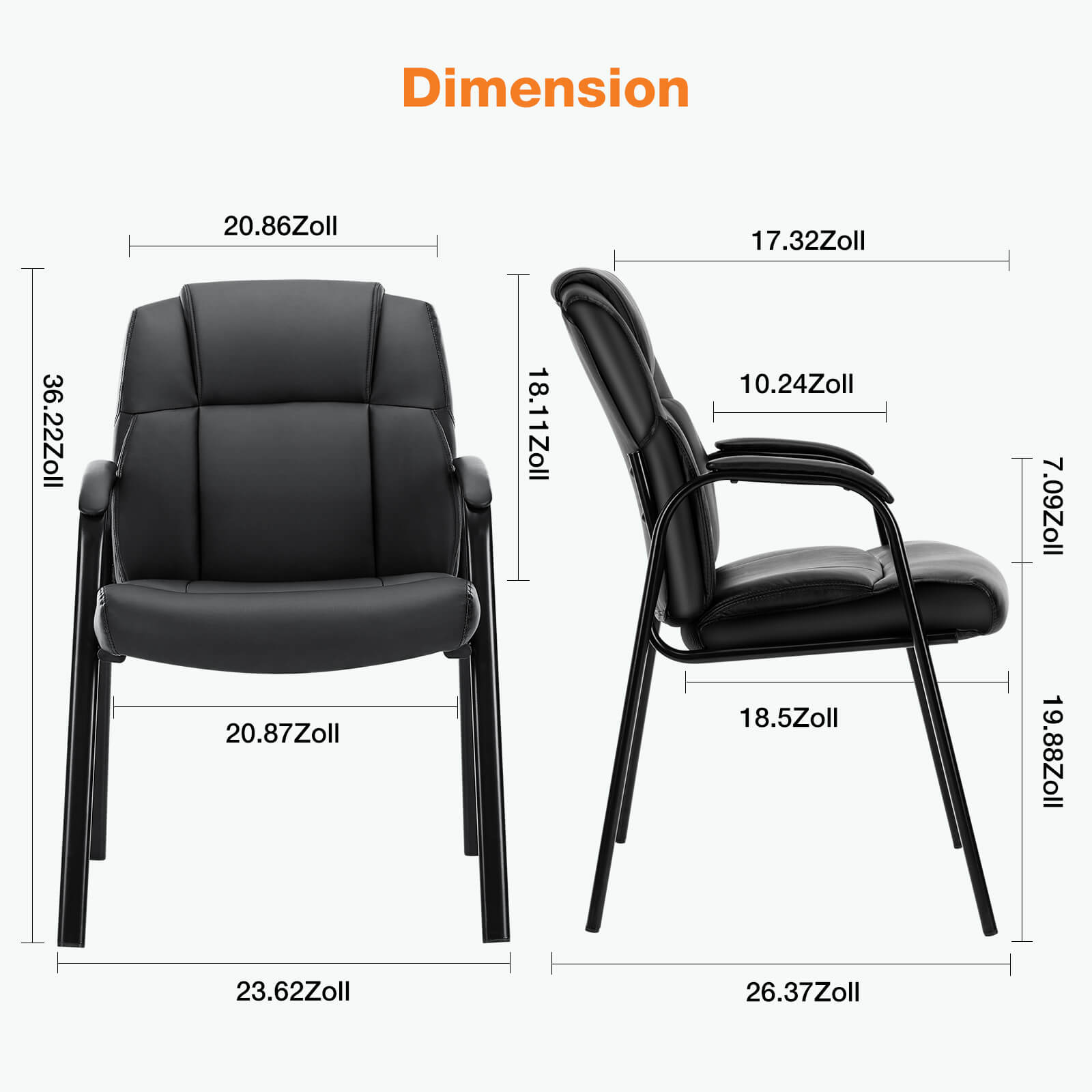 PU Leder Konferenzraum Empfangsstühle mit gepolsterten Armen, keine Räder Executive Office Chair