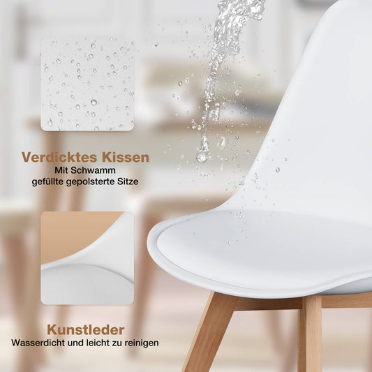 Sweetcrispy PU-Leder gepolsterter Küchenstuhl mit Holzbeinen für Esszimmer