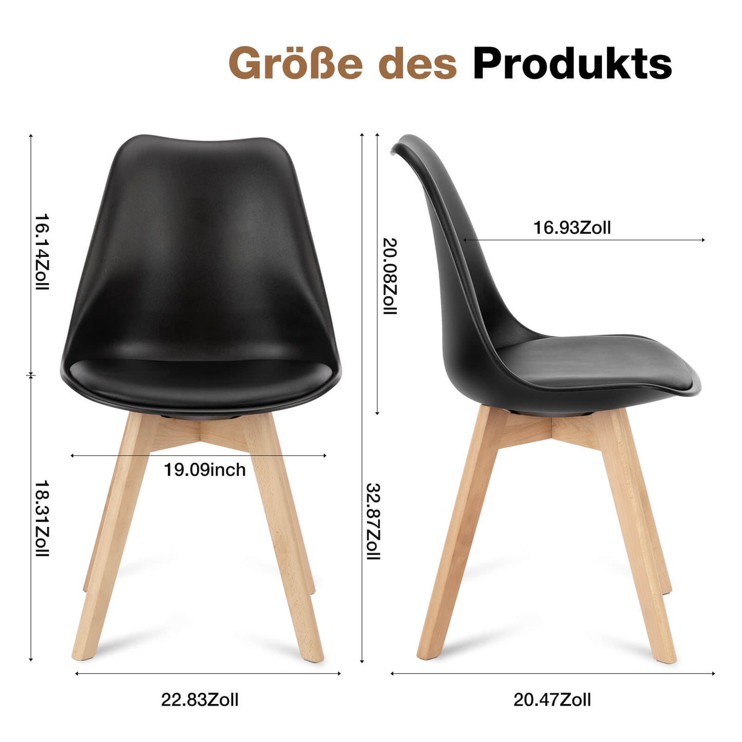 Sweetcrispy PU-Leder gepolsterter Küchenstuhl mit Holzbeinen für Esszimmer