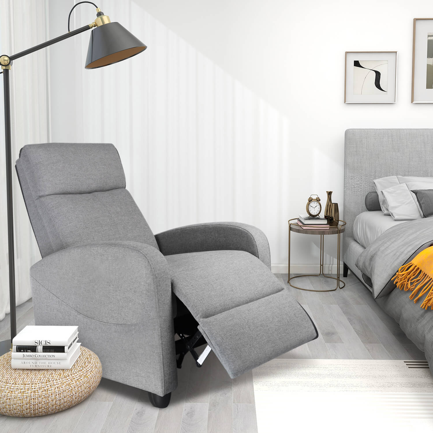 Manual Recliner Chair Winback Single Sofa, Massage und Heizung, Casual Stuhl für Wohnzimmer