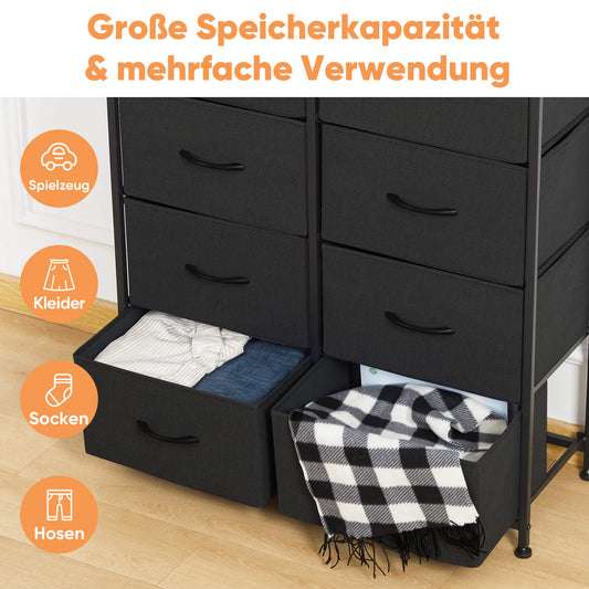 Sweetcrispy Hohe Kommode mit 8 Stoffschubladen für Schlafzimmer und Kinderzimmer