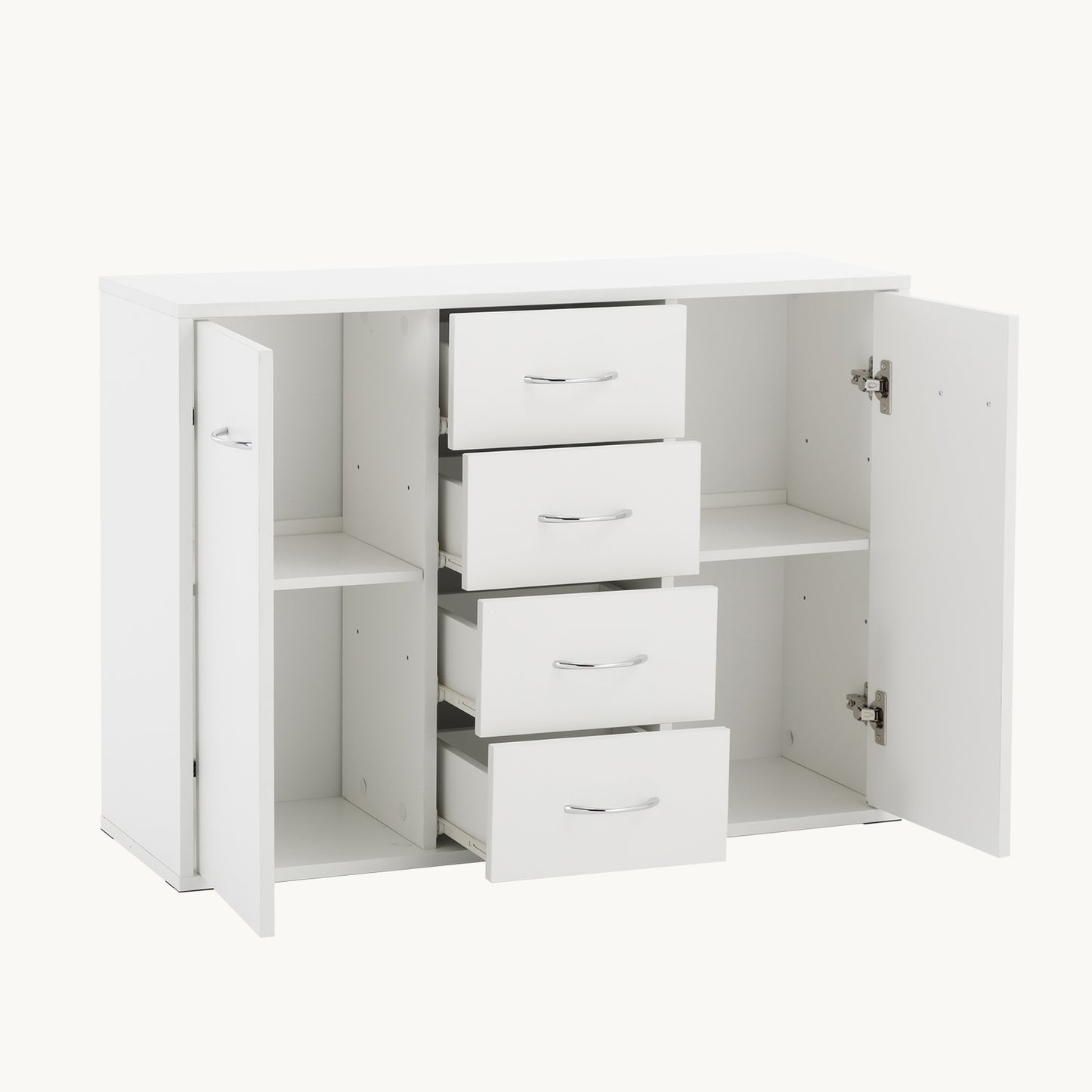 Sweetcrispy Kommode, weißes Sideboard mit 4 Schubladen und 2 Türen