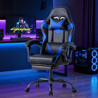 Sweetcrispy ergonomischer Gaming-Stuhl mit verstellbarem Lenden- und Kopfkissen, mit Fußstütze