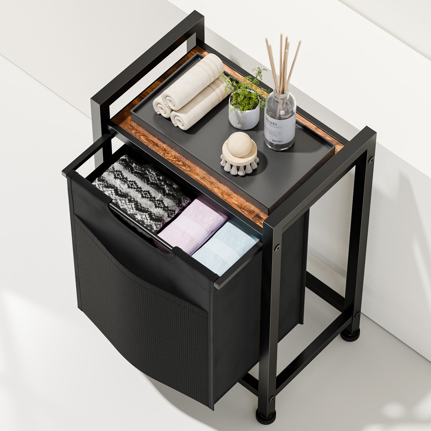 Sweetcrispy Wäschekorb mit Ablage, mehreren abnehmbaren Taschen & Rollen für Zuhause