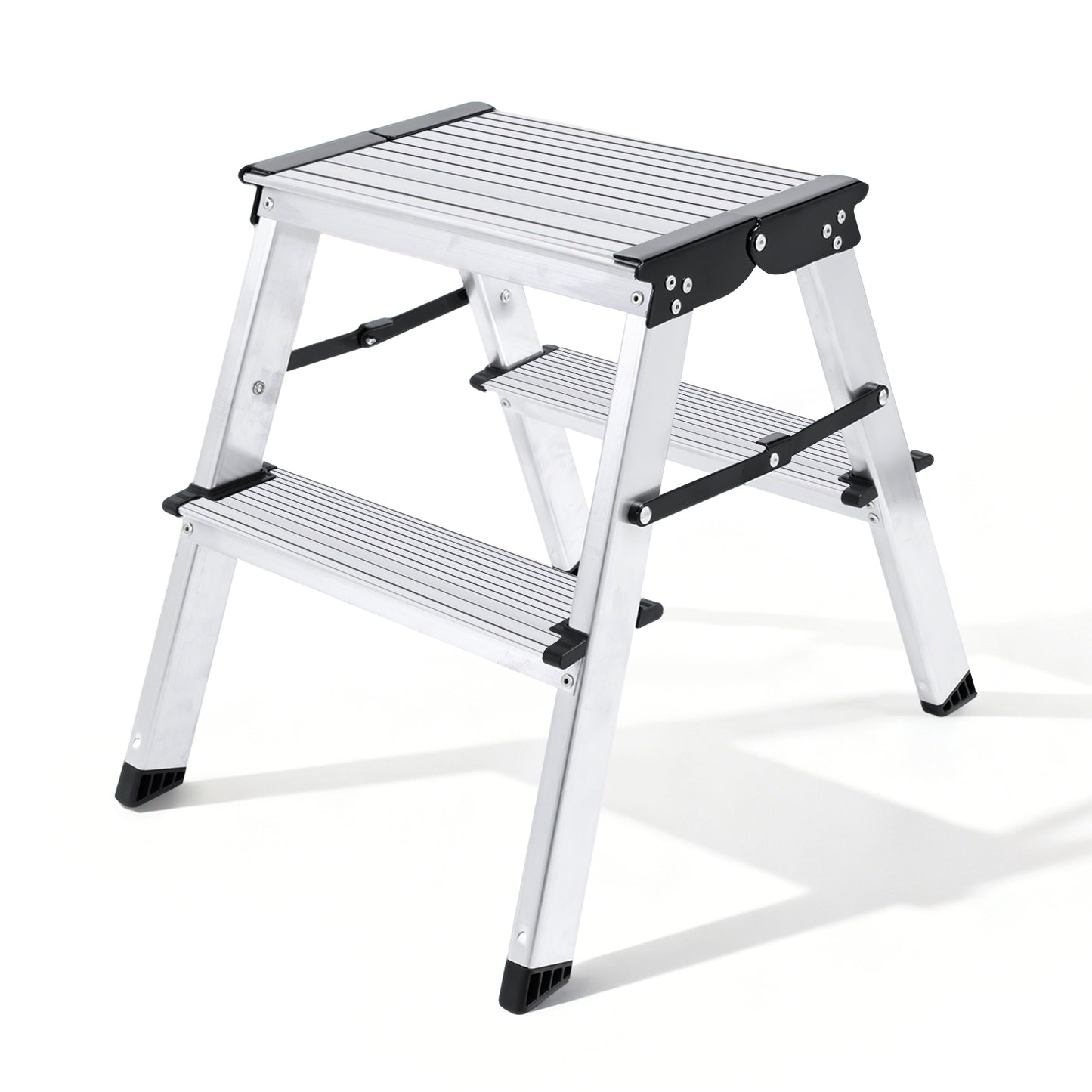 Sweetcrispy klappbare Aluminium-Trittleiter mit 2 Stufen, max. 150 kg belastbar, Höhe ca. 38 cm