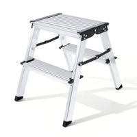 Sweetcrispy klappbare Aluminium-Trittleiter mit 2 Stufen, max. 150 kg belastbar, Höhe ca. 38 cm