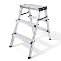Sweetcrispy klappbare Aluminium-Trittleiter mit 3 Stufen, max. 150 kg belastbar, Höhe ca. 57 cm