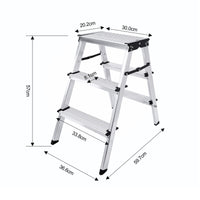 Sweetcrispy klappbare Aluminium-Trittleiter mit 3 Stufen, max. 150 kg belastbar, Höhe ca. 57 cm