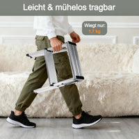 Sweetcrispy klappbare Aluminium-Trittleiter mit 2 Stufen, max. 150 kg belastbar, Höhe ca. 38 cm