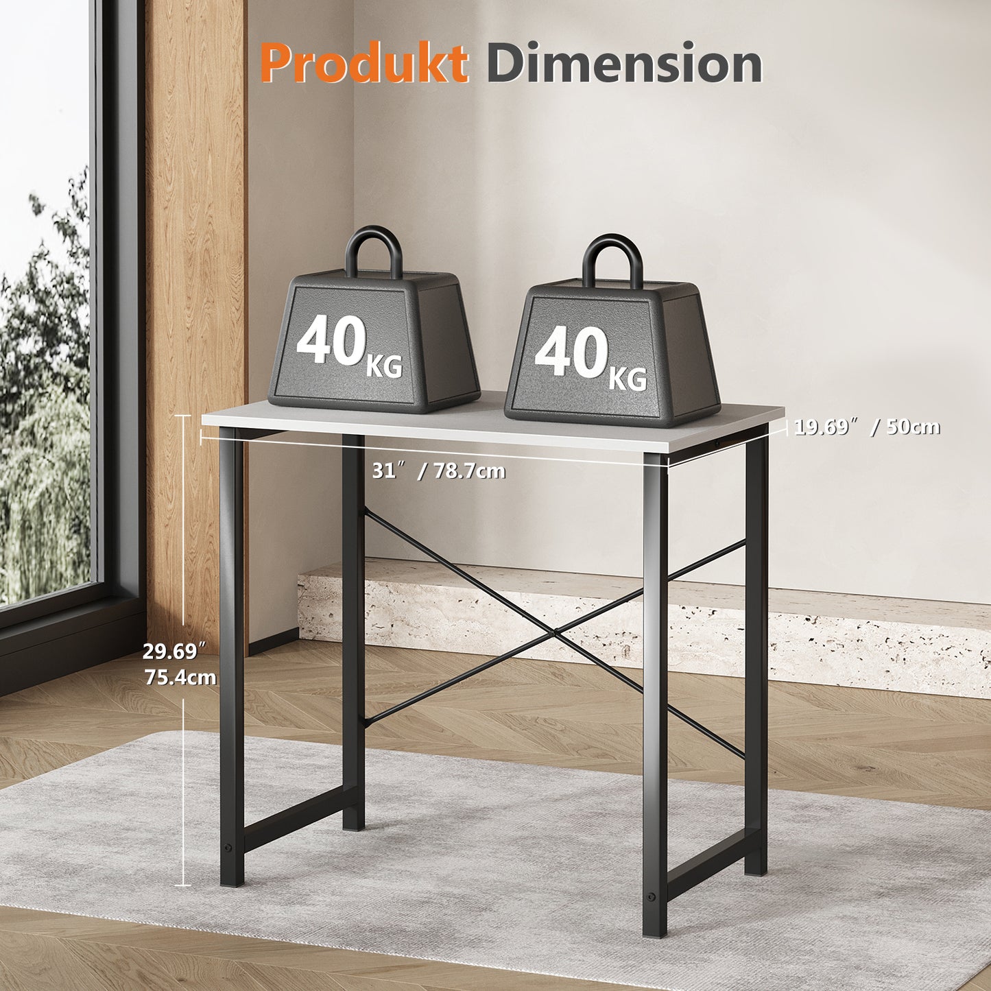 Sweetcrispy Kompakt-Schreibtisch 31 Zoll für Büro und Homeoffice