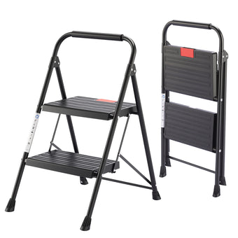 compare product Sweetcrispy rutschfeste 2-Stufen-Trittleiter mit Sicherheitsverschluss und Metallgestell, Höhe ca. 85 cm