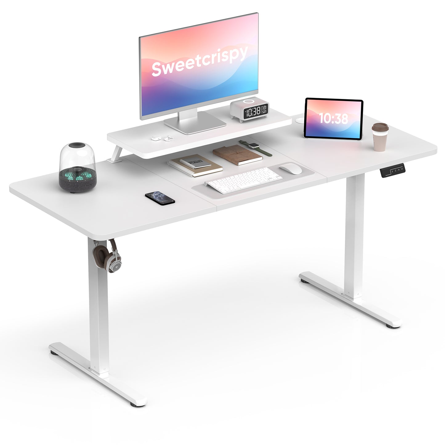 Sweetcrispy höhenverstellbarer Schreibtisch Computertisch mit Monitorhalterung