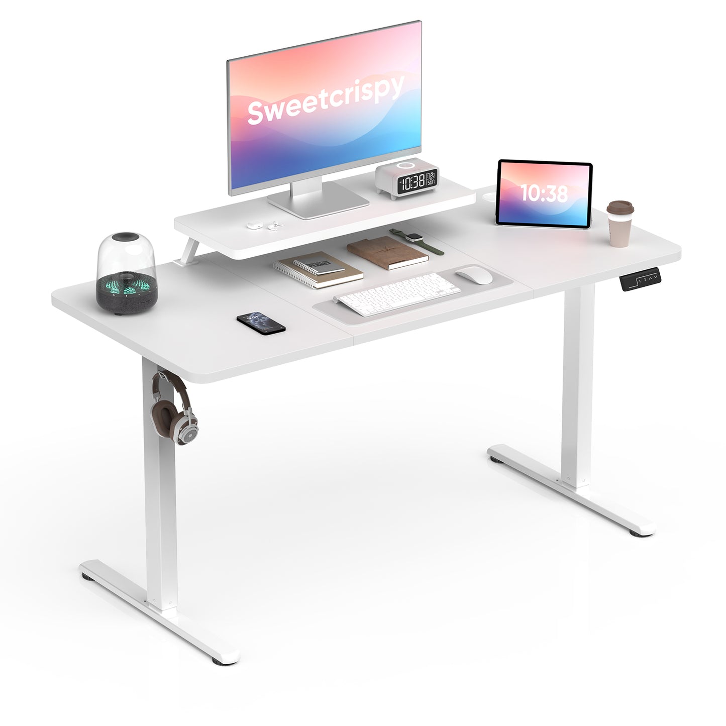 Sweetcrispy höhenverstellbarer Schreibtisch Computertisch mit Monitorhalterung