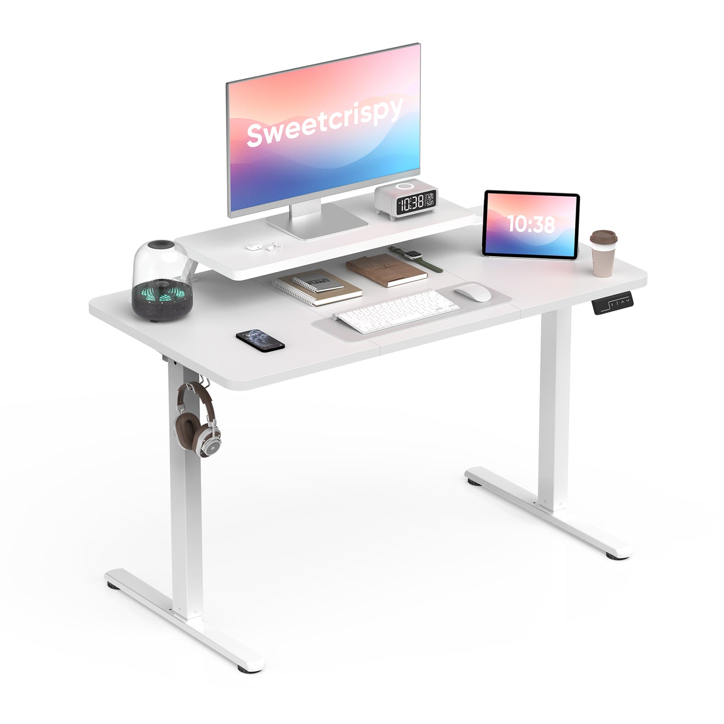 Sweetcrispy höhenverstellbarer Schreibtisch Computertisch mit Monitorhalterung