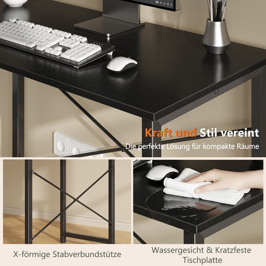 Sweetcrispy Schreibtisch mit Metallrahmen 40 Zoll für Büro und Homeoffice