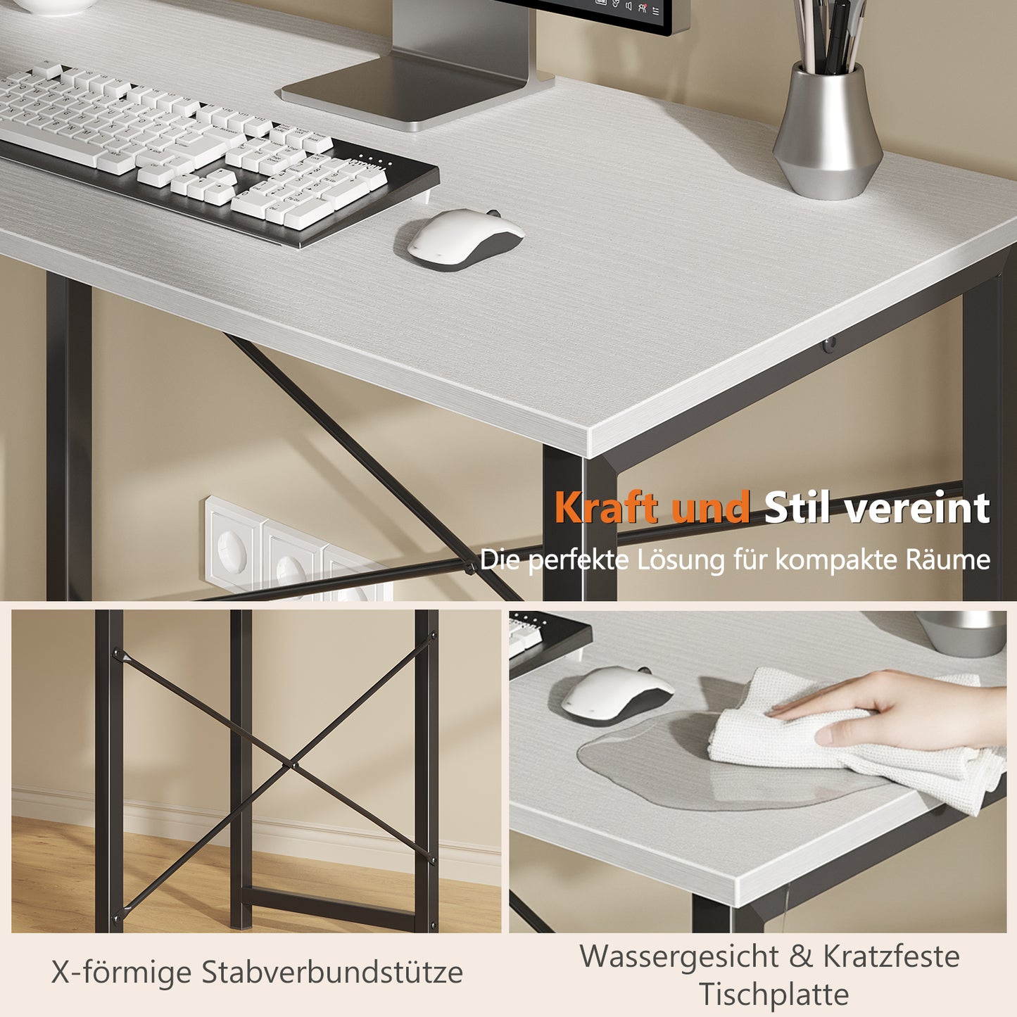 Sweetcrispy Kompakt-Schreibtisch 31 Zoll für Büro und Homeoffice