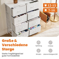 Sweetcrispy Hohe Kommode mit 8 Stoffschubladen für Schlafzimmer und Kinderzimmer