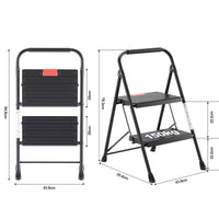 Sweetcrispy rutschfeste 2-Stufen-Trittleiter mit Sicherheitsverschluss und Metallgestell, Höhe ca. 85 cm