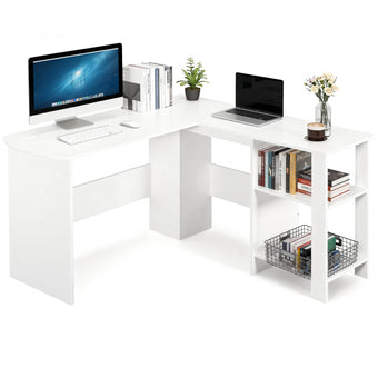 compare product Sweetcrisy Regal-Schreibtisch Eckschreibtisch mit Regalen und Stauraum