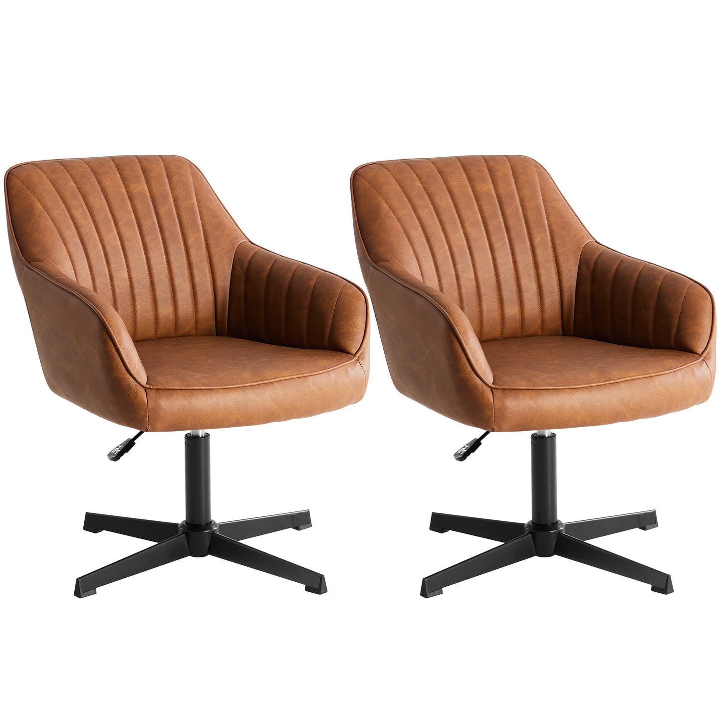 Gepolsterter Drehstuhl mit Armlehnen aus PU-Leder für Esszimmerstuhl