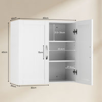 Sweetcrispy Wandschrank mit Doppeltür und verstellbaren Einlegeböden für Badezimmer/Küche/Flur