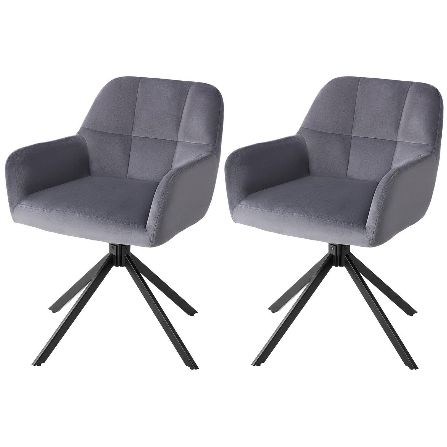 Sweetcrispy 360° drehbarer Samt-Küchenstuhl mit Armlehnen für das Esszimmer